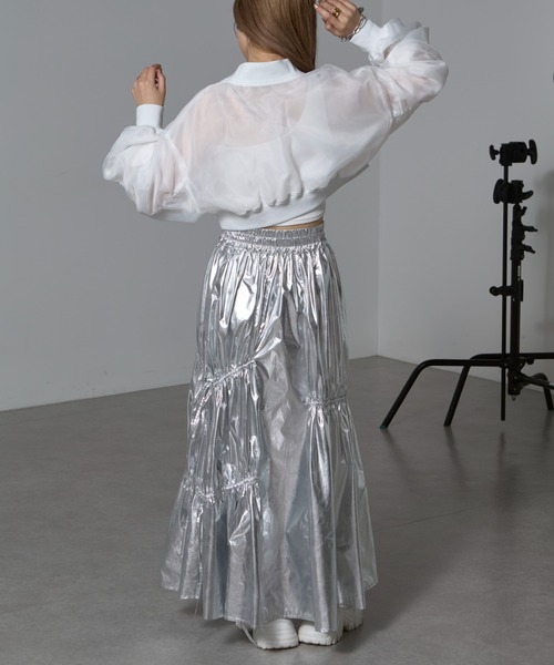 RAY CASSIN（レイカズン）の「【2way/リバーシブル】シアーメッシュショートMA-1（MA-1・レディース・ブルー/アイボリー/ブラック・FREE）」の8枚目の写真