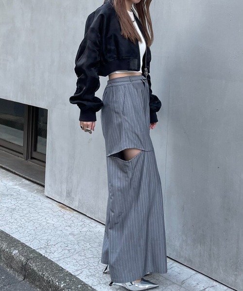 RAY CASSIN（レイカズン）の「【2way/リバーシブル】シアーメッシュショートMA-1（MA-1・レディース・ブルー/アイボリー/ブラック・FREE）」の15枚目の写真