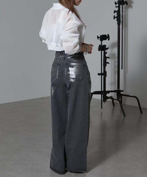 RAY CASSIN（レイカズン）の「【2way/リバーシブル】シアーメッシュショートMA-1（MA-1・レディース・ブルー/アイボリー/ブラック・FREE）」の5枚目の写真