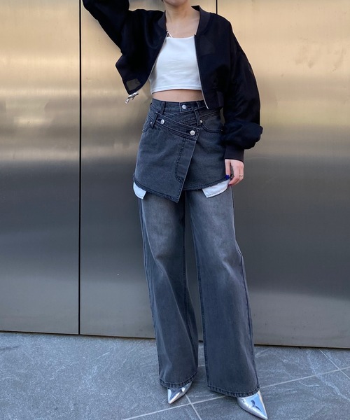 RAY CASSIN（レイカズン）の「【2way/リバーシブル】シアーメッシュショートMA-1（MA-1・レディース・ブルー/アイボリー/ブラック・FREE）」の21枚目の写真