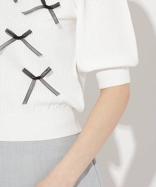 WILLSELECTION（ウィルセレクション）の「リボンラメニットプルオーバー（ニット/セーター・レディース・ピンク/ホワイト×ブラック/ブラック/オフホワイト・FREE）」の21枚目の写真