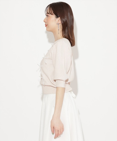 WILLSELECTION（ウィルセレクション）の「リボンラメニットプルオーバー（ニット/セーター・レディース・ピンク/ホワイト×ブラック/ブラック/オフホワイト・FREE）」の9枚目の写真