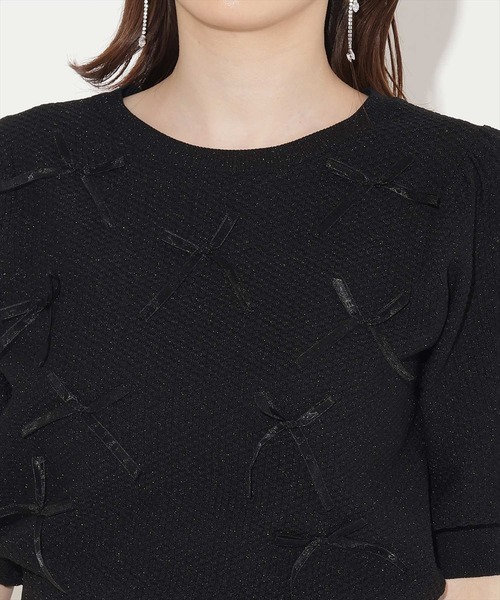 WILLSELECTION（ウィルセレクション）の「リボンラメニットプルオーバー（ニット/セーター・レディース・ピンク/ホワイト×ブラック/ブラック/オフホワイト・FREE）」の16枚目の写真