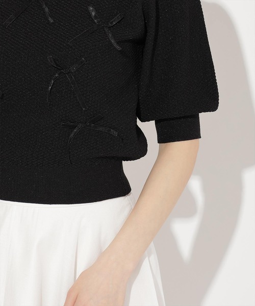 WILLSELECTION（ウィルセレクション）の「リボンラメニットプルオーバー（ニット/セーター・レディース・ピンク/ホワイト×ブラック/ブラック/オフホワイト・FREE）」の15枚目の写真