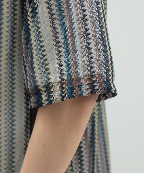 BEAMS HEART（ビームスハート）の「レース ストライプ オープンカラー シャツ（シャツ/ブラウス・メンズ・ブルー/ベージュ/ネイビー・MEDIUM/LARGE/SMALL）」の14枚目の写真