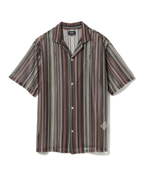 BEAMS HEART（ビームスハート）の「レース ストライプ オープンカラー シャツ（シャツ/ブラウス・メンズ・ブルー/ベージュ/ネイビー・MEDIUM/LARGE/SMALL）」の18枚目の写真