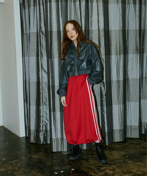 terrace(テラス)の「ドロストヘムジャージバルーンスカート(スカート・レディース・ブラック/レッド/ネイビー/グレー・MEDIUM)」の9枚目の写真