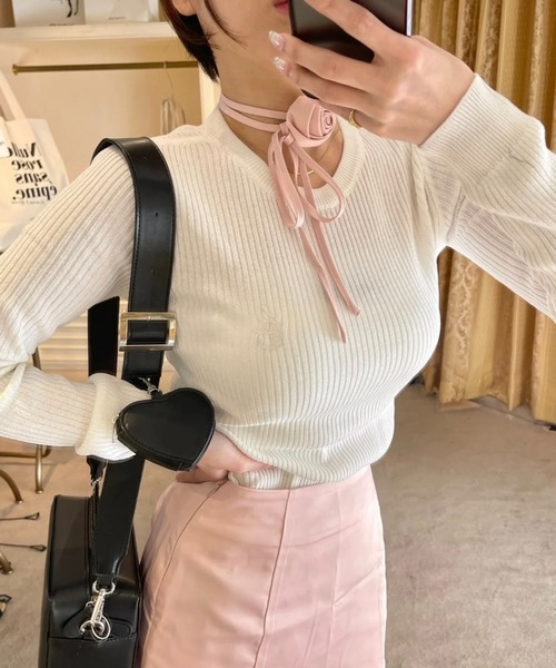 epine（エピヌ）の「e rib summer knit（ニット/セーター・レディース・ブラック/ホワイト/ベージュ/ピンク/グレー/ネイビー・FREE）」の7枚目の写真