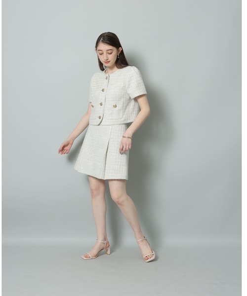 Rirandure リランドチュール クロップドツイードジャケット ホワイト