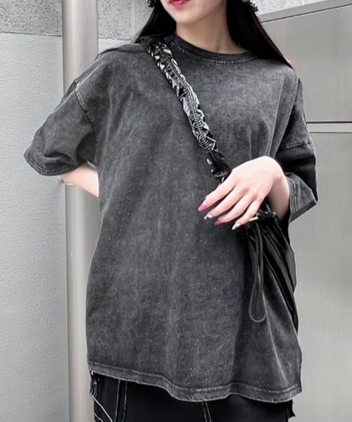 Figments(フィグメンツ)の「ピグメントビジューTシャツ(Tシャツ/カットソー・レディース・ブラック・FREE)」の2枚目の写真