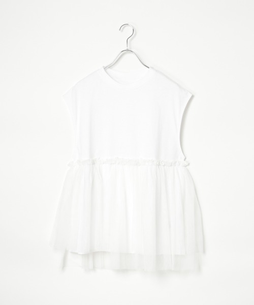 notch.（ノッチ）の「天竺ｘチュールペプラムタンク（タンクトップ・レディース・ブラック/オフホワイト/チャコール・M）」の22枚目の写真