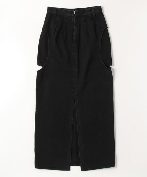 CLANE(クラネ)の「CLANE CIRCLE CUT LAYERED DENIM SKIRT(デニムスカート・レディース・ブルー/ブラック・1/2)」の3枚目の写真