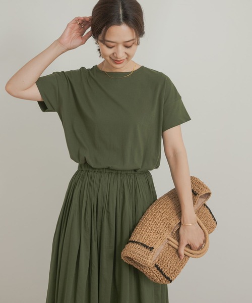 URBAN RESEARCH DOORS(アーバンリサーチドアーズ)の「コットンボイルドッキングギャザーワンピース(ワンピース・レディース・グリーン/グレー系その他/パープル/ネイビー・MEDIUM)」の20枚目の写真