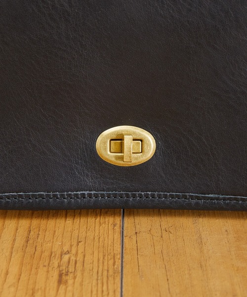 SLOW(スロウ)の「SLOW スロウ / bono-flapwidth shoulder bag フルベジタブルタンニングレザーショルダーバッグ ヌメ革ポシェット / 49S301KSA(ショルダーバッグ・メンズ・チョコ/ブラック・FREE)」の10枚目の写真