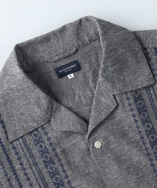 BACK NUMBER（バックナンバー）の「【BACK NUMBER】開襟半袖キューバシャツ（シャツ/ブラウス・メンズ・ネイビー/ブルー・S/M/L/XL）」の5枚目の写真