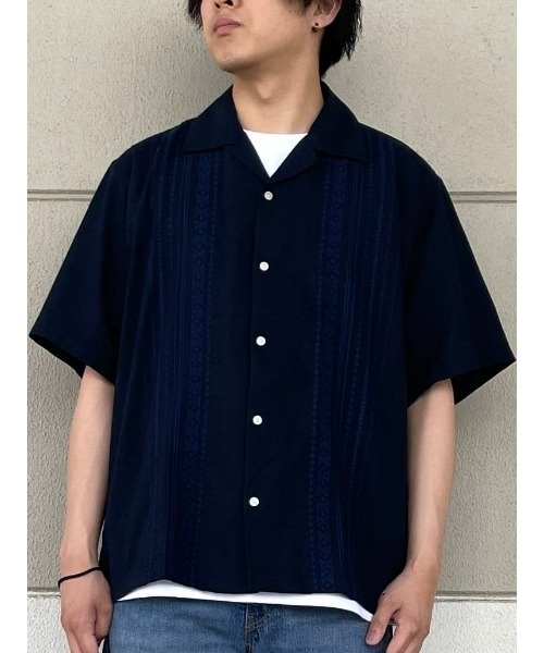 BACK NUMBER（バックナンバー）の「【BACK NUMBER】開襟半袖キューバシャツ（シャツ/ブラウス・メンズ・ネイビー/ブルー・S/M/L/XL）」の11枚目の写真