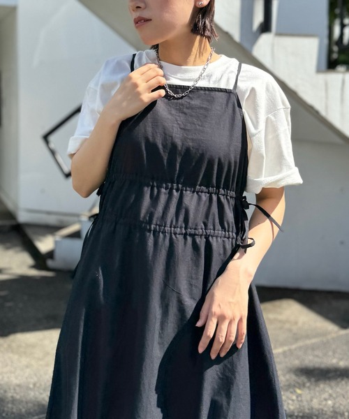 CIAOPANIC(チャオパニック)の「INDIA裾レースシャーリングフラワーキャミワンピース(ワンピース・レディース・パープル/ブラック/オフホワイト・FREE)」の15枚目の写真