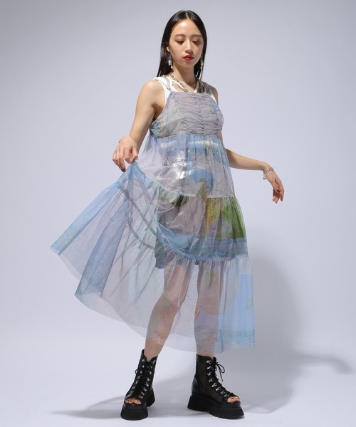 HARE 【LADIES】 チュールレイヤーデザインワンピー ス HARE（ハレ）の「チュールレイヤーデザインワンピース(HARE