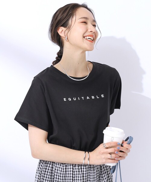 Cutie Blonde（キューティーブロンド）の「【洗える/プチプラ】プリントTシャツ（Tシャツ/カットソー・レディース・ベージュ系その他4/ホワイト系その他3/ホワイト系その他2/モスグリーン系3/ホワイト系その他5/ネイビー系5/チャコール/オレンジ系その他5/ブラック系6/ホワイト系その他6・02/03/04）」の6枚目の写真