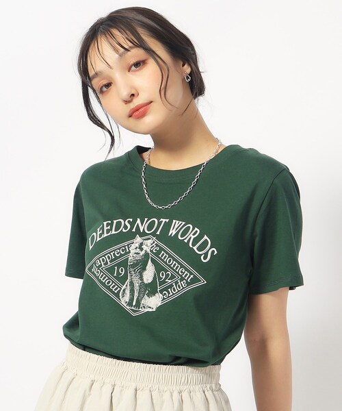 Cutie Blonde（キューティーブロンド）の「【洗える/プチプラ】プリントTシャツ（Tシャツ/カットソー・レディース・ベージュ系その他4/ホワイト系その他3/ホワイト系その他2/モスグリーン系3/ホワイト系その他5/ネイビー系5/チャコール/オレンジ系その他5/ブラック系6/ホワイト系その他6・02/03/04）」の9枚目の写真