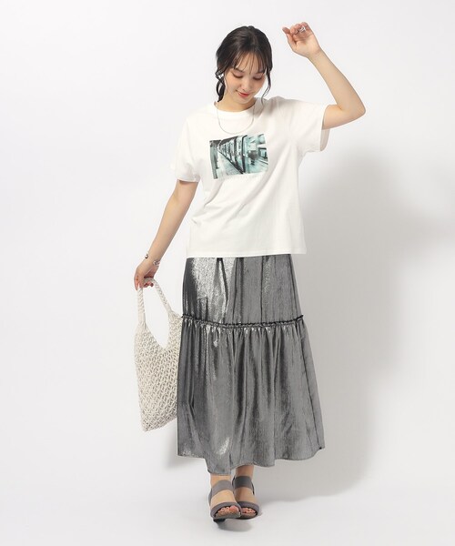 Cutie Blonde（キューティーブロンド）の「【洗える/プチプラ】プリントTシャツ（Tシャツ/カットソー・レディース・ベージュ系その他4/ホワイト系その他3/ホワイト系その他2/モスグリーン系3/ホワイト系その他5/ネイビー系5/チャコール/オレンジ系その他5/ブラック系6/ホワイト系その他6・02/03/04）」の21枚目の写真