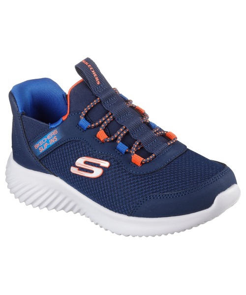 SKECHERS（スケッチャーズ）の「SKECHERS HANDS FREE SLIP-INS: BOUNDER - BRISK-BURST / スケッチャーズ ハンズフリー スリッップインズ バウンダー - ブリスクバースト（スリッポン・キッズ・ブラック×ブラック/ブラック×ブルー/グレー/ネイビー/レッド・21cm/20cm/19cm/18cm/17cm/22cm）」の4枚目の写真