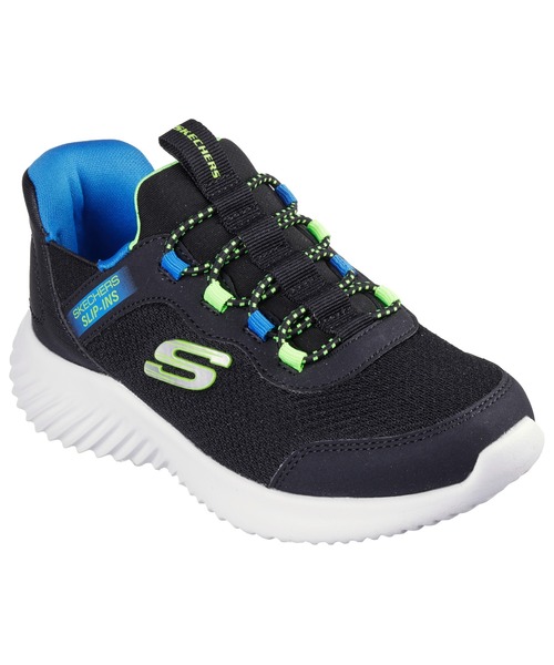 SKECHERS（スケッチャーズ）の「SKECHERS HANDS FREE SLIP-INS: BOUNDER - BRISK-BURST / スケッチャーズ ハンズフリー スリッップインズ バウンダー - ブリスクバースト（スリッポン・キッズ・ブラック×ブラック/ブラック×ブルー/グレー/ネイビー/レッド・21cm/20cm/19cm/18cm/17cm/22cm）」の2枚目の写真