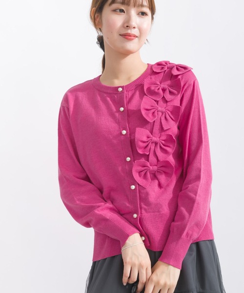 【セール】フロントリボンニットカーディガン（カーディガン/ボレロ）｜PICCIN（ピッチン）