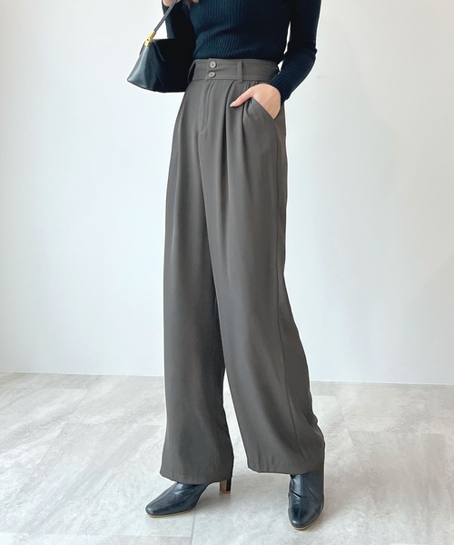 Futier land(フューティアランド)の「ハイウエストダブルボタンスラックス(スラックス・レディース・ホワイト/グレー/ブラック/ブルー/ピンク・MEDIUM/LARGE)」の3枚目の写真