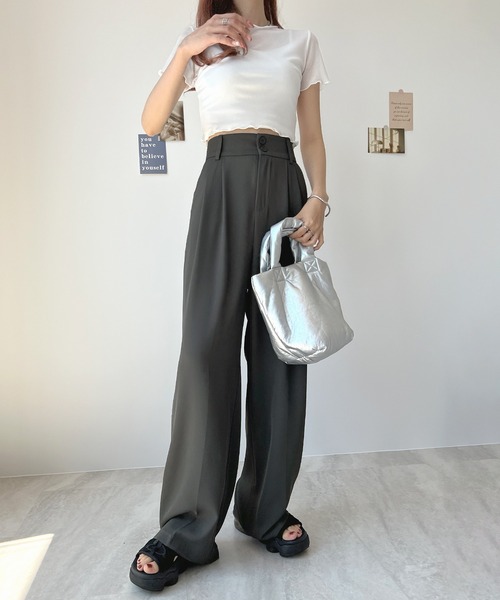 Futier land(フューティアランド)の「ハイウエストダブルボタンスラックス(スラックス・レディース・ホワイト/グレー/ブラック/ブルー/ピンク・MEDIUM/LARGE)」の17枚目の写真