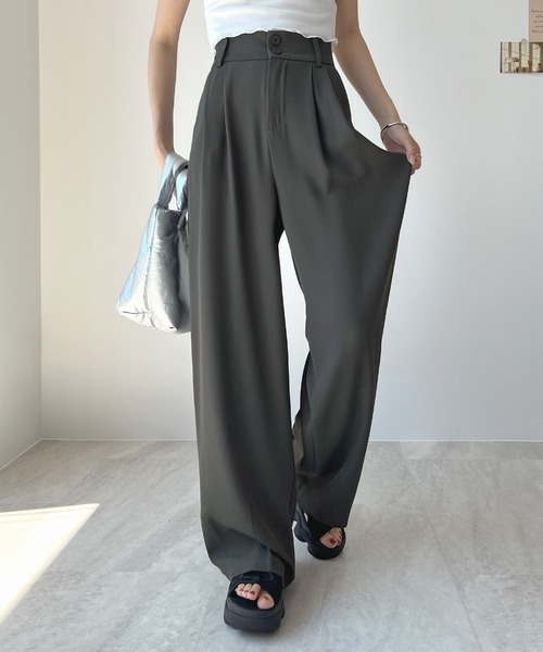 Futier land(フューティアランド)の「ハイウエストダブルボタンスラックス(スラックス・レディース・ホワイト/グレー/ブラック/ブルー/ピンク・MEDIUM/LARGE)」の16枚目の写真