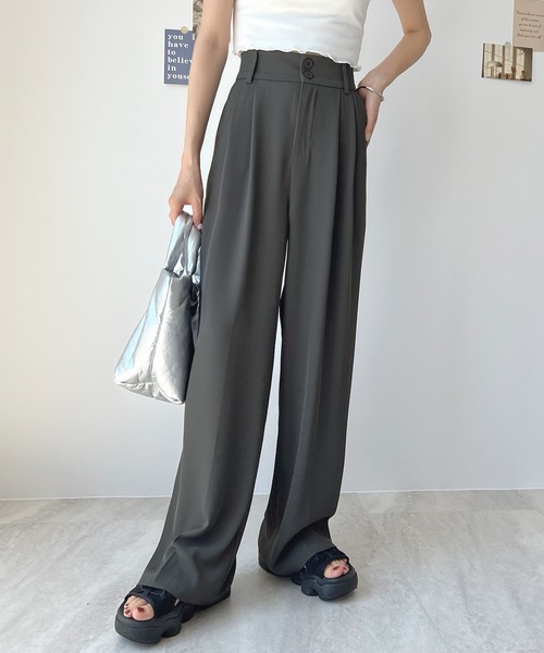 Futier land(フューティアランド)の「ハイウエストダブルボタンスラックス(スラックス・レディース・ホワイト/グレー/ブラック/ブルー/ピンク・MEDIUM/LARGE)」の13枚目の写真