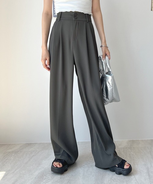 Futier land(フューティアランド)の「ハイウエストダブルボタンスラックス(スラックス・レディース・ホワイト/グレー/ブラック/ブルー/ピンク・MEDIUM/LARGE)」の12枚目の写真