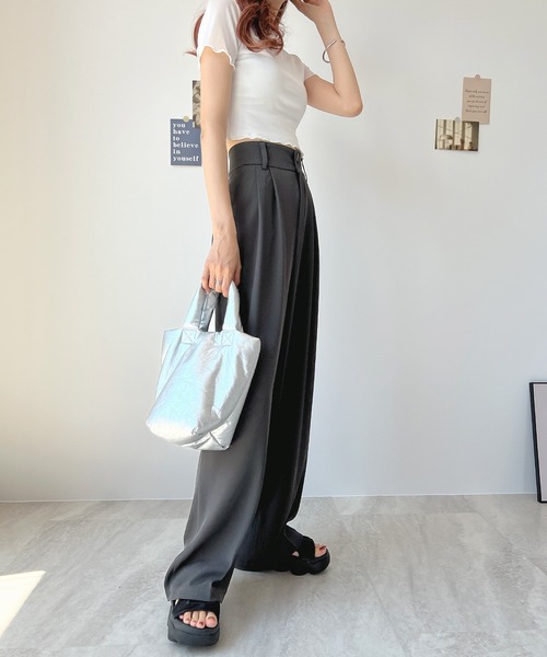 Futier land(フューティアランド)の「ハイウエストダブルボタンスラックス(スラックス・レディース・ホワイト/グレー/ブラック/ブルー/ピンク・MEDIUM/LARGE)」の11枚目の写真