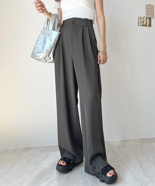 Futier land(フューティアランド)の「ハイウエストダブルボタンスラックス(スラックス・レディース・ホワイト/グレー/ブラック/ブルー/ピンク・MEDIUM/LARGE)」の9枚目の写真