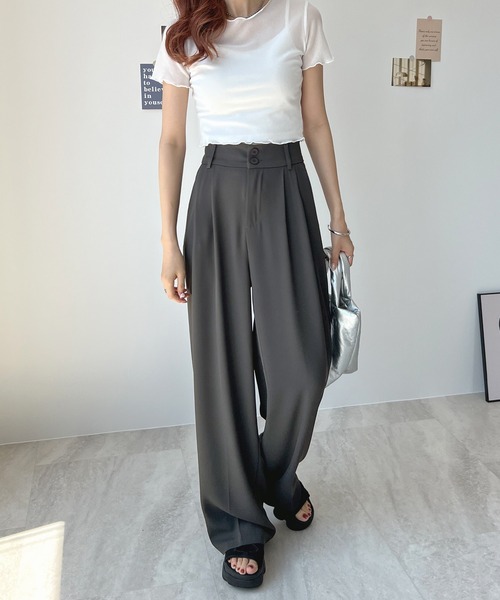 Futier land(フューティアランド)の「ハイウエストダブルボタンスラックス(スラックス・レディース・ホワイト/グレー/ブラック/ブルー/ピンク・MEDIUM/LARGE)」の7枚目の写真