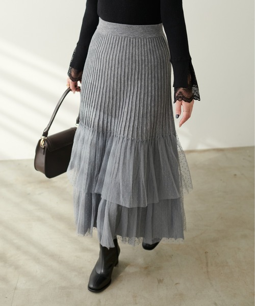 CARVEN 巡り会う ドッキング ウールスカート 