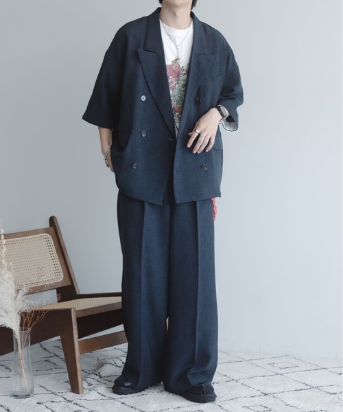 セール】リネンライクワイドバギースラックス（スラックス