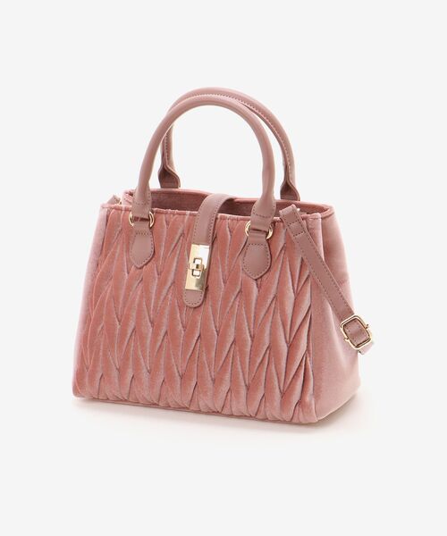 MAJESTIC LEGON（マジェスティックレゴン）の「クラシカルスクエアハンドバッグ（ショルダーバッグ・レディース・ピンク/キャメル/ブラック/アイボリー/グレイッシュベージュ/ボルドー/サックスブルー/ラベンダー/ブラウン/ピンク系その他・FREE）」の11枚目の写真