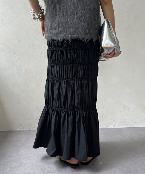 DouDou（ドゥドゥ）の「シャーリングスカート（スカート・レディース・ブラック/ブラウン・FREE）」の11枚目の写真