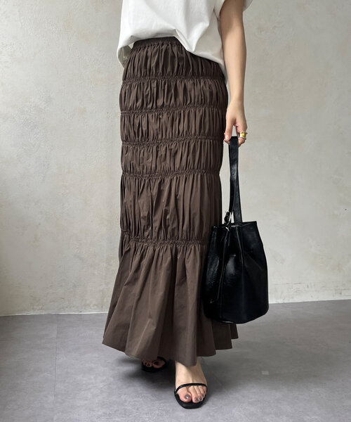 DouDou（ドゥドゥ）の「シャーリングスカート（スカート・レディース・ブラック/ブラウン・FREE）」の18枚目の写真