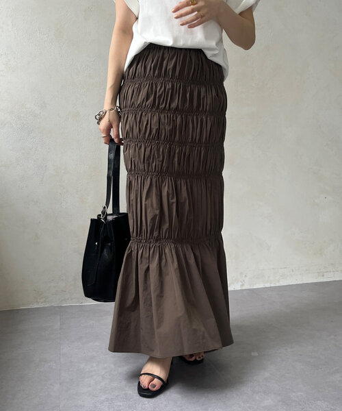DouDou（ドゥドゥ）の「シャーリングスカート（スカート・レディース・ブラック/ブラウン・FREE）」の19枚目の写真