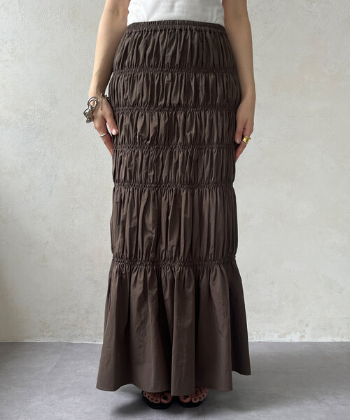 DouDou（ドゥドゥ）の「シャーリングスカート（スカート・レディース・ブラック/ブラウン・FREE）」の21枚目の写真