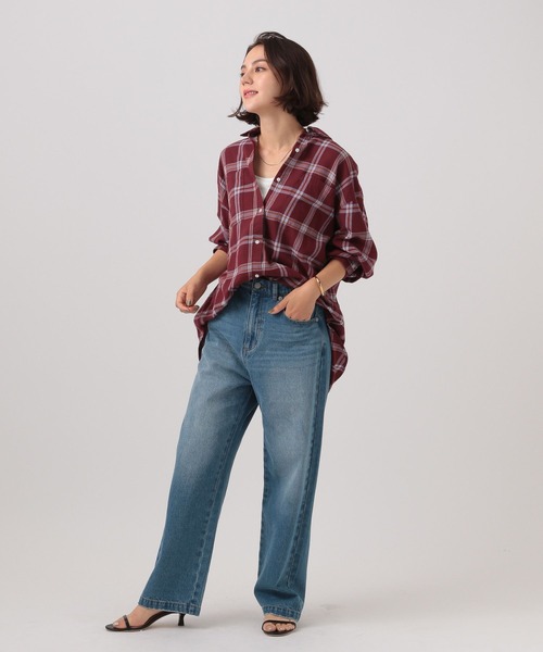 BAYFLOW（ベイフロー）の「[ヒップまでカバーできる]アソートチェックBIGシャツ（シャツ/ブラウス・レディース・ブラック/グリーン/エンジ/ベージュ・SMALL/MEDIUM）」の12枚目の写真