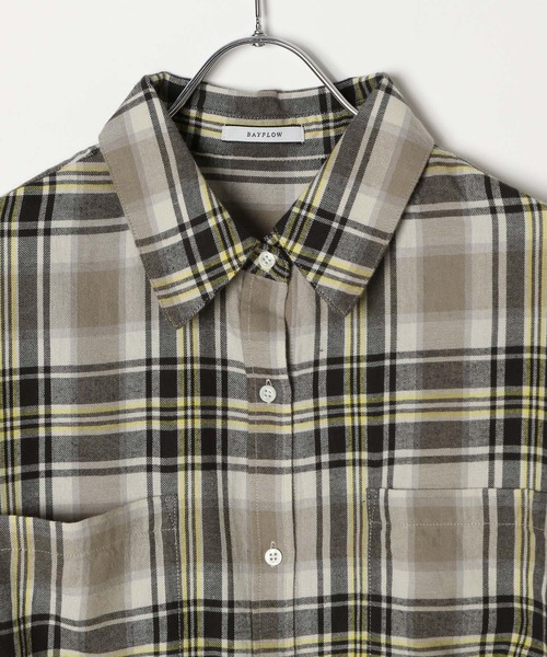 BAYFLOW（ベイフロー）の「[ヒップまでカバーできる]アソートチェックBIGシャツ（シャツ/ブラウス・レディース・ブラック/グリーン/エンジ/ベージュ・SMALL/MEDIUM）」の21枚目の写真