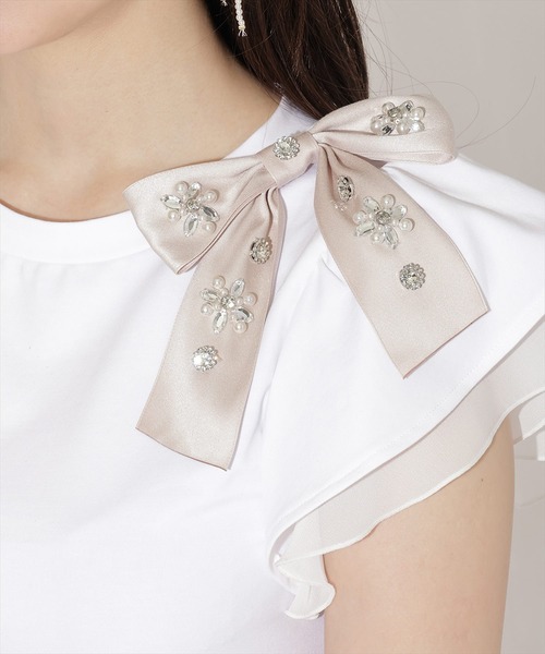 WILLSELECTION（ウィルセレクション）の「ビジューリボン付き袖フリルプルオーバー（Tシャツ/カットソー・レディース・ピンクベージュ/オフホワイト/ピンク・FREE）」の17枚目の写真