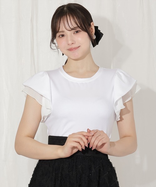 WILLSELECTION（ウィルセレクション）の「ビジューリボン付き袖フリルプルオーバー（Tシャツ/カットソー・レディース・ピンクベージュ/オフホワイト/ピンク・FREE）」の16枚目の写真