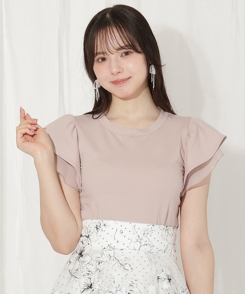 WILLSELECTION（ウィルセレクション）の「ビジューリボン付き袖フリルプルオーバー（Tシャツ/カットソー・レディース・ピンクベージュ/オフホワイト/ピンク・FREE）」の10枚目の写真