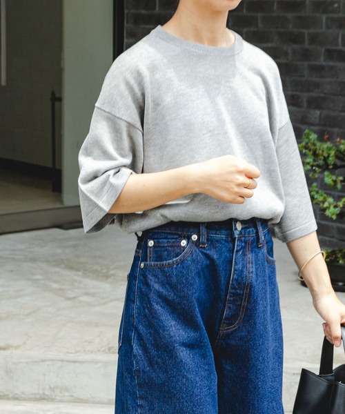 FORK&SPOON（フォークアンドスプーン）の「FORK&SPOON　LEVITAニットTシャツ（ニット/セーター・レディース・チャコールグレー/グレー/ブルー・1）」の3枚目の写真