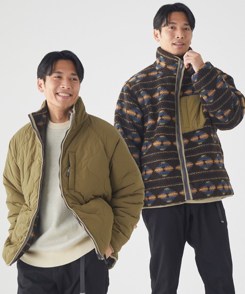 KRIFF MAYER(クリフメイヤー)の「キルト×柄ボアひっくりJK(その他アウター・メンズ・ブラック/キャメル/オリーブ・MEDIUM/LARGE/X-LARGE)」の1枚目の写真